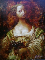 Александр Добродий, Дама с веером, 2013  Х.м. 30Х40